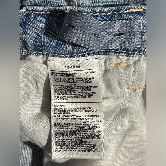 Lot (2) Old Navy Boys Blue Jeans Kakhi Flannel Lined Pants Bundle Size 18 months - Picture 3 of 7